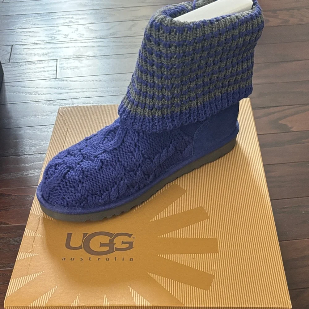 UGG Blue and Gray Knit Winter Boots - Picture 3 of 6